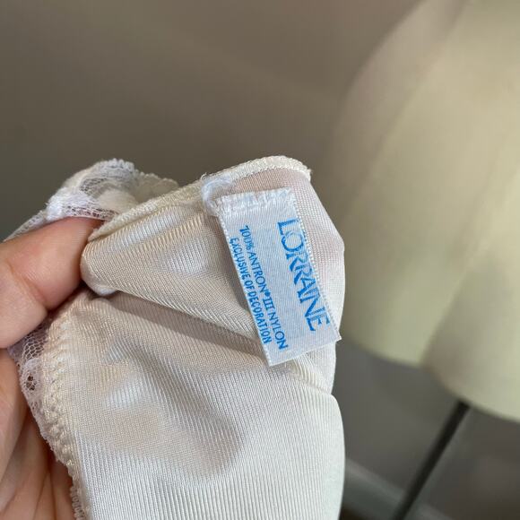 Vintage Lorraine Satin Romantic Cream Full Slip Night Gown Size Tall 36 - Picture 7 of 9